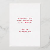 Eenvoudig Elegant Script Pas getrouwd Christmas Folie Feestdagenkaart (Achterkant)