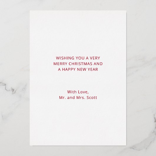 Eenvoudig Elegant Script Pas getrouwd Christmas Folie Feestdagenkaart (Achterkant)