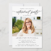 Eenvoudig Elegant Script Pensioen Party Foto Kaart (Voorkant)