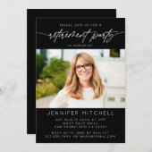 Eenvoudig Elegant Script Pensioen Party Foto Kaart (Voorkant / Achterkant)