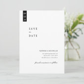 Eenvoudig Elegant Script Photo Monogram Weddenscha Save The Date (Staand voorkant)