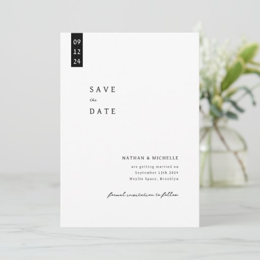 Eenvoudig Elegant Script Photo Monogram Weddenscha Save The Date (Staand voorkant)