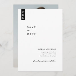 Eenvoudig Elegant Script Photo Monogram Weddenscha Save The Date
