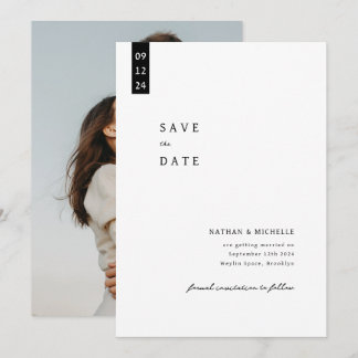 Eenvoudig Elegant Script Photo Monogram Weddenscha Save The Date