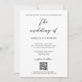 Eenvoudig Elegant Script Photo QR Code Weddenschap Kaart (Voorkant)