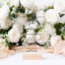 Eenvoudig Elegant Script Photo Wedding Acryl Uitnodigingen