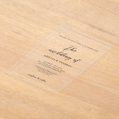 Eenvoudig Elegant Script Photo Wedding Acryl Uitnodigingen (Laagn)