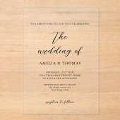Eenvoudig Elegant Script Photo Wedding Acryl Uitnodigingen (Voorkant)