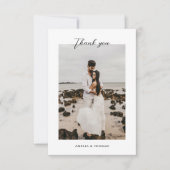 Eenvoudig Elegant Script Photo Wedding Bedankkaart (Voorkant)