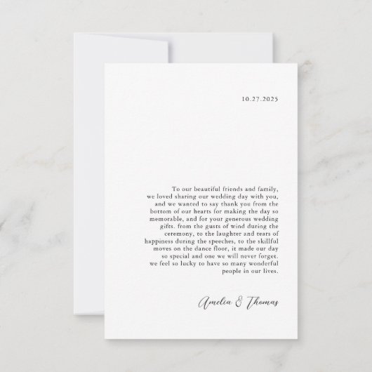 Eenvoudig Elegant Script Photo Wedding Bedankkaart (Achterkant)