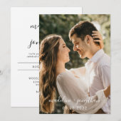 Eenvoudig Elegant Script Photo Wedding Kaart (Voorkant / Achterkant)