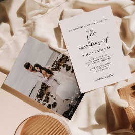 Eenvoudig Elegant Script Photo Wedding Kaart