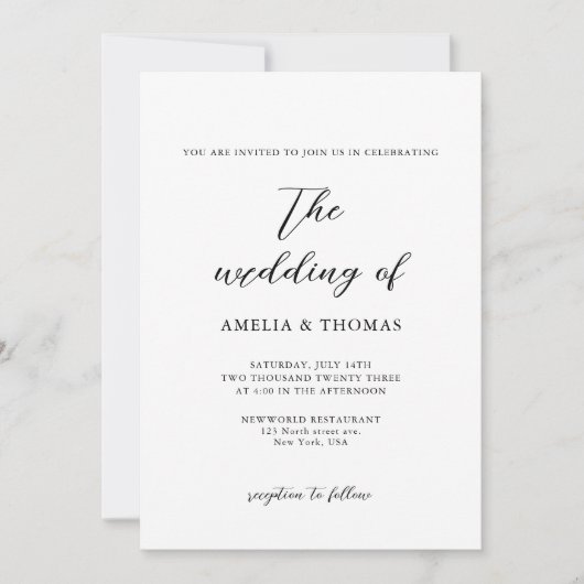 Eenvoudig Elegant Script Photo Wedding Kaart (Voorkant)