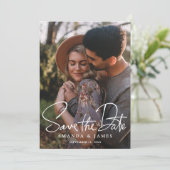 Eenvoudig Elegant Script Photo Wedding Save The Date (Staand voorkant)