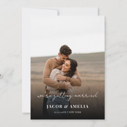 Eenvoudig Elegant Script Photo Wedding Save The Date (Voorkant)