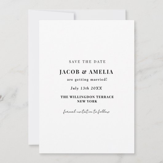 Eenvoudig Elegant Script Photo Wedding Save The Date (Achterkant)