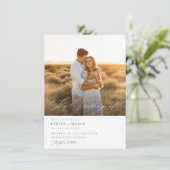 Eenvoudig Elegant Script QR Code Foto Budget Huwel Kaart (Staand voorkant)