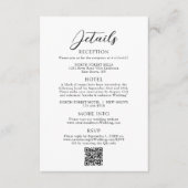 Eenvoudig Elegant Script QR Code Wedding Details Informatiekaartje (Voorkant)