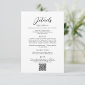 Eenvoudig Elegant Script QR Code Wedding Details Informatiekaartje (Staand voorkant)