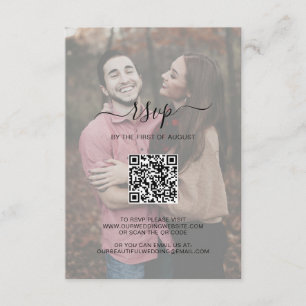 Eenvoudig Elegant Script QR Code Weduwschap met fo RSVP Kaartje