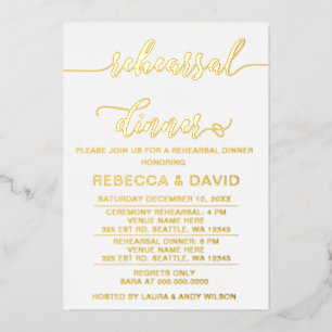 Eenvoudig Elegant Script Rehearsal Dinner Folie Uitnodiging