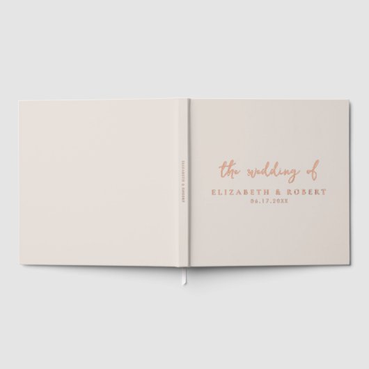 Eenvoudig Elegant Script Roos Gold Foil Wedding Gastenboek (Volledig)
