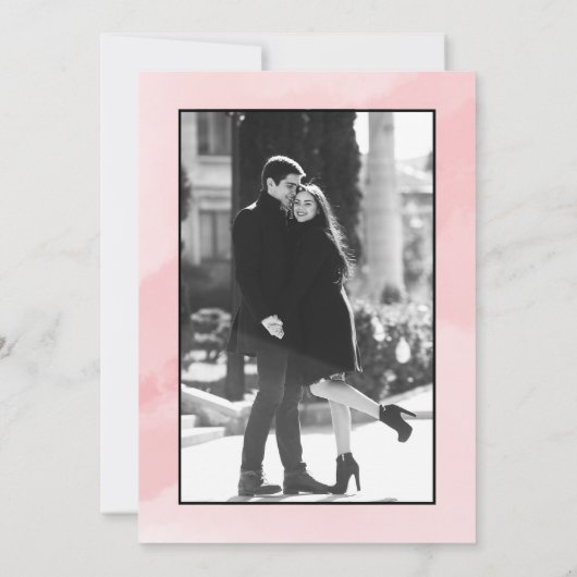 Eenvoudig elegant script Roze bruiloft Bewaar de d Kaart (Achterkant)