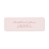 Eenvoudig elegant script roze bruiloft retour adre etiket (Voorkant)