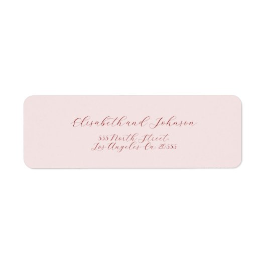 Eenvoudig elegant script roze bruiloft retour adre etiket (Voorkant)