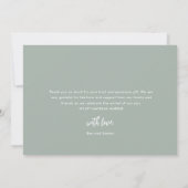 Eenvoudig Elegant Script Sage Green Baby Bedankkaart (Achterkant)