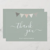 Eenvoudig Elegant Script Sage Green Baby Bedankkaart (Voorkant / Achterkant)