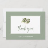 Eenvoudig Elegant Script Sage Green Baby Bedankkaart (Voorkant)