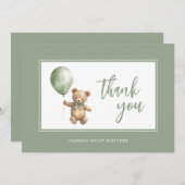 Eenvoudig Elegant Script Sage Green Baby Boy Bedankkaart (Voorkant / Achterkant)