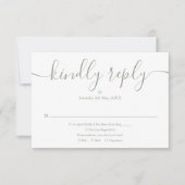Eenvoudig Elegant Script Sage Green Wedding RSVP Kaartje (Voorkant)