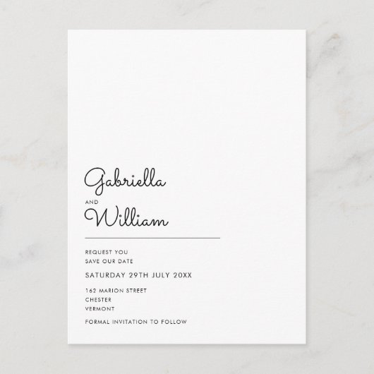 Eenvoudig Elegant Script Save the Date Aankondigingskaart (Voorkant)