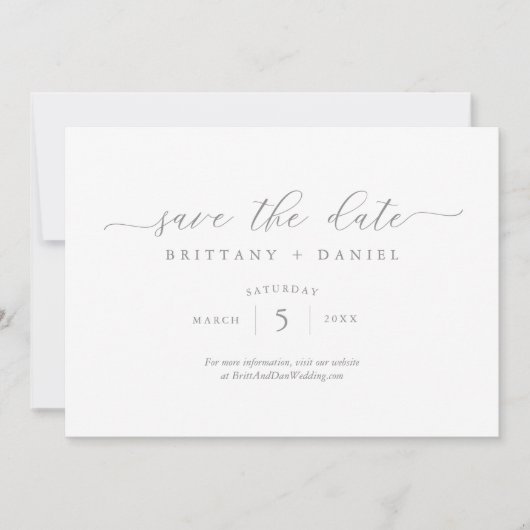 Eenvoudig Elegant Script Save the Date Wedding Kaart (Voorkant)