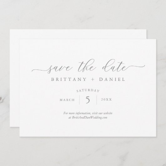 Eenvoudig Elegant Script Save the Date Wedding Kaart (Voorkant / Achterkant)