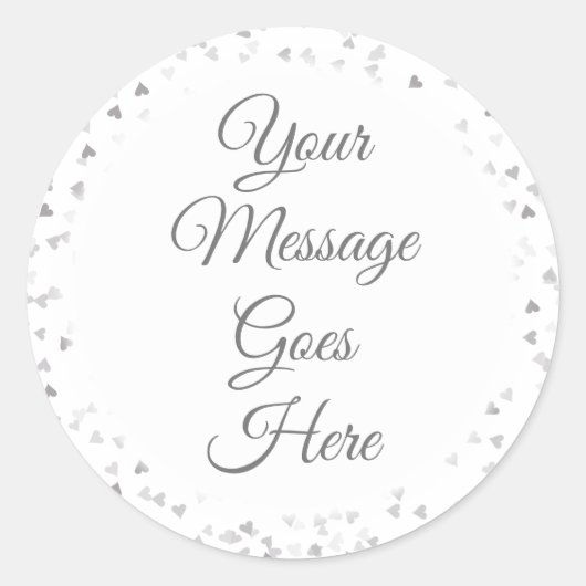 Eenvoudig elegant Script Silver Heart Confetti Ronde Sticker (Voorkant)