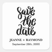 Eenvoudig Elegant Script Sla De Datum Op Boho Brui Vierkante Sticker (Voorkant)