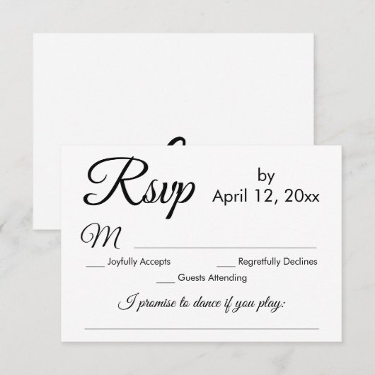 Eenvoudig Elegant Script Song Aanvraag Bruiloft RS RSVP Kaartje (Voorkant / Achterkant)