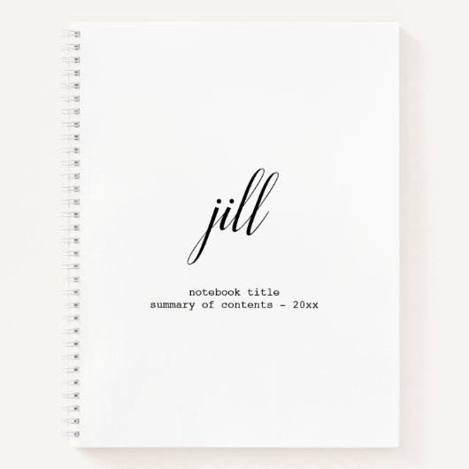 Eenvoudig Elegant script, speciaal aangepast spira Notitieboek (Voorkant)
