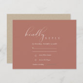 Eenvoudig Elegant Script Terracotta Wedding RSVP Informatiekaartje (Voorkant / Achterkant)