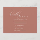Eenvoudig Elegant Script Terracotta Wedding RSVP Informatiekaartje (Voorkant)