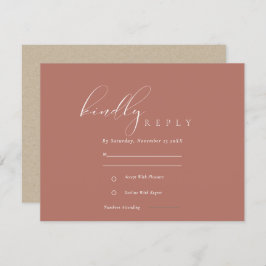 Eenvoudig Elegant Script Terracotta Wedding RSVP Informatiekaartje