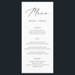 Eenvoudig Elegant Script Trouwvoer Menu<br><div class="desc">Deze eenvoudige Elegant Script Wedding Food Menu-kaart,  met een verfijnd zwart-wit ontwerp,  zet de toon voor een uitstekende eetervaring.</div>