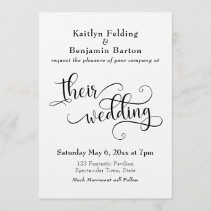 Eenvoudig, elegant Script Typography Wedding Kaart