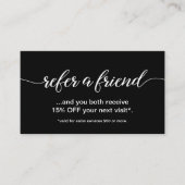 Eenvoudig Elegant Script Verwijs een vriend zwart  Klantenkaartje (Voorkant)