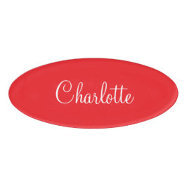 Eenvoudig Elegant Script Voornaam Red Business Naambadge