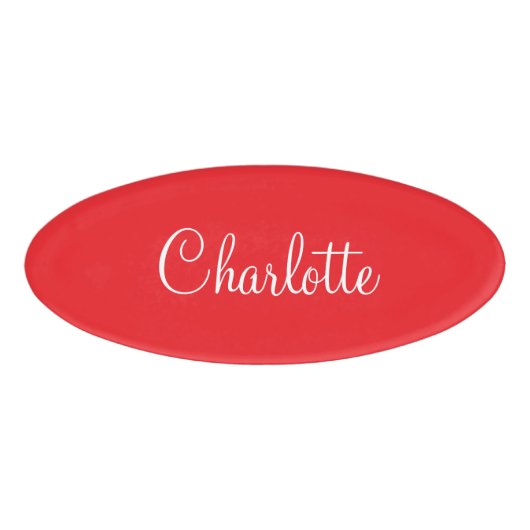 Eenvoudig Elegant Script Voornaam Red Business Naambadge (Voorkant)