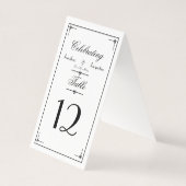 Eenvoudig Elegant Script W & B Bruiloft Tafelnumme Kaart (Achterkant)